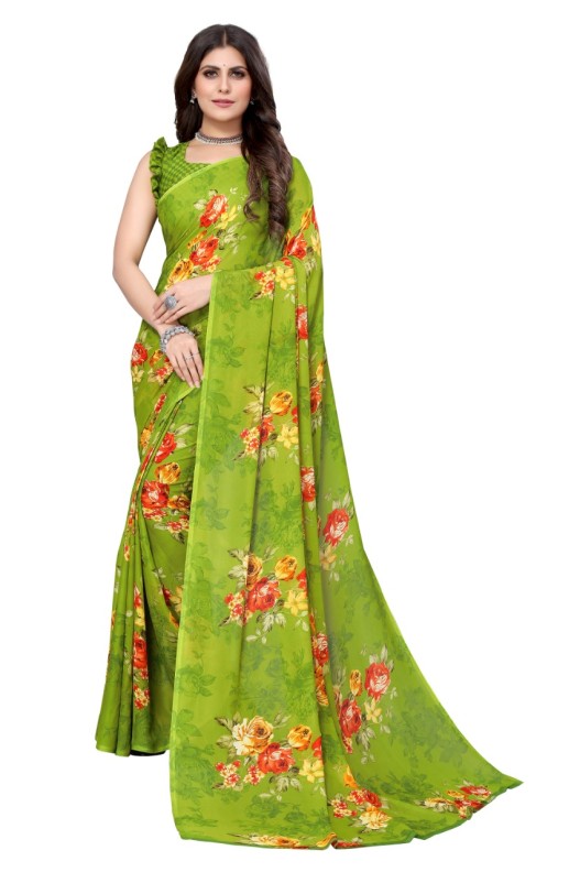 Fancy Georgette Printed Saree With blouse